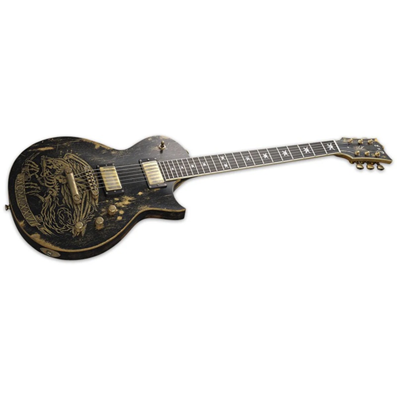 guitar-dien-esp-will-adler-warbird-distressed-hh-ebony-fingerboard-distressed-black-wwarbird-graphic