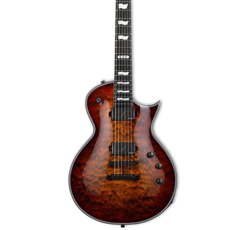 dan-guitar-dien-esp-eii-eclipse-quilted-maple-hh-ebony-fingerboard-tiger-eye-sunburst-mat-top