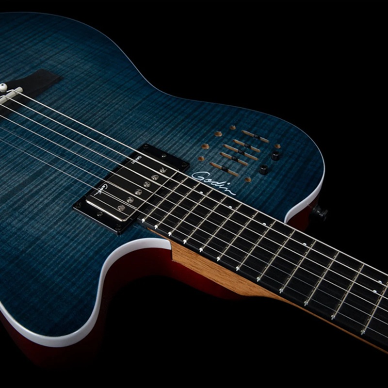 dan-guitar-silent-classic-godin-acs-denim-blue-flame-mat-top