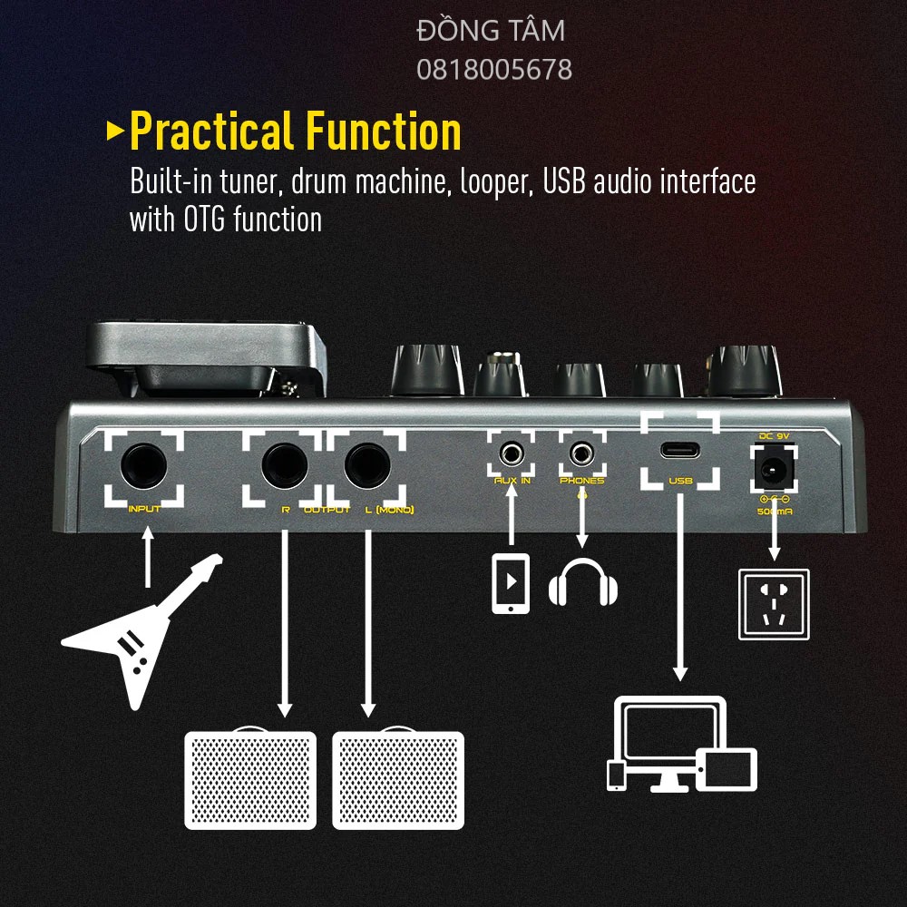 pedal-guitar-sonicake-matribox-qme50-duoc-trang-bi-day-du-cac-cong-ket-noi-cho-nhieu-nhu-cau-su-dung