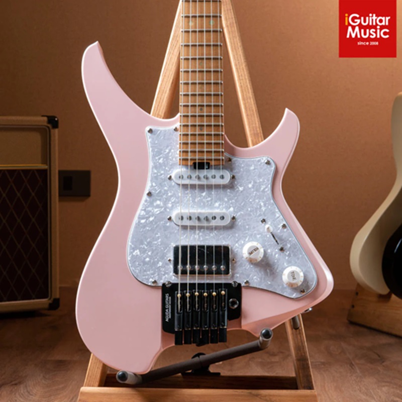 dan-guitar-electric-aguda-music-boy-pro-hss-maple-fingerboard-shell-pink-mat-top
