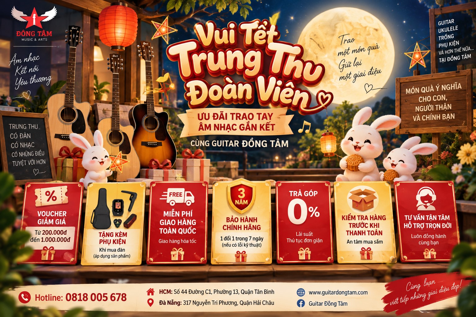 VUI TẾT TRUNG THU ĐOÀN VIÊN – ƯU ĐÃI TRAO TAY, ÂM NHẠC GẮN KẾT CÙNG GUITAR ĐỒNG TÂM
