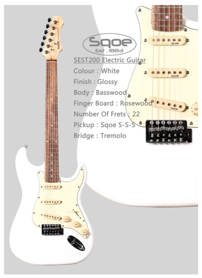 Guitar Điện Sqoe SEST200 (WH) 