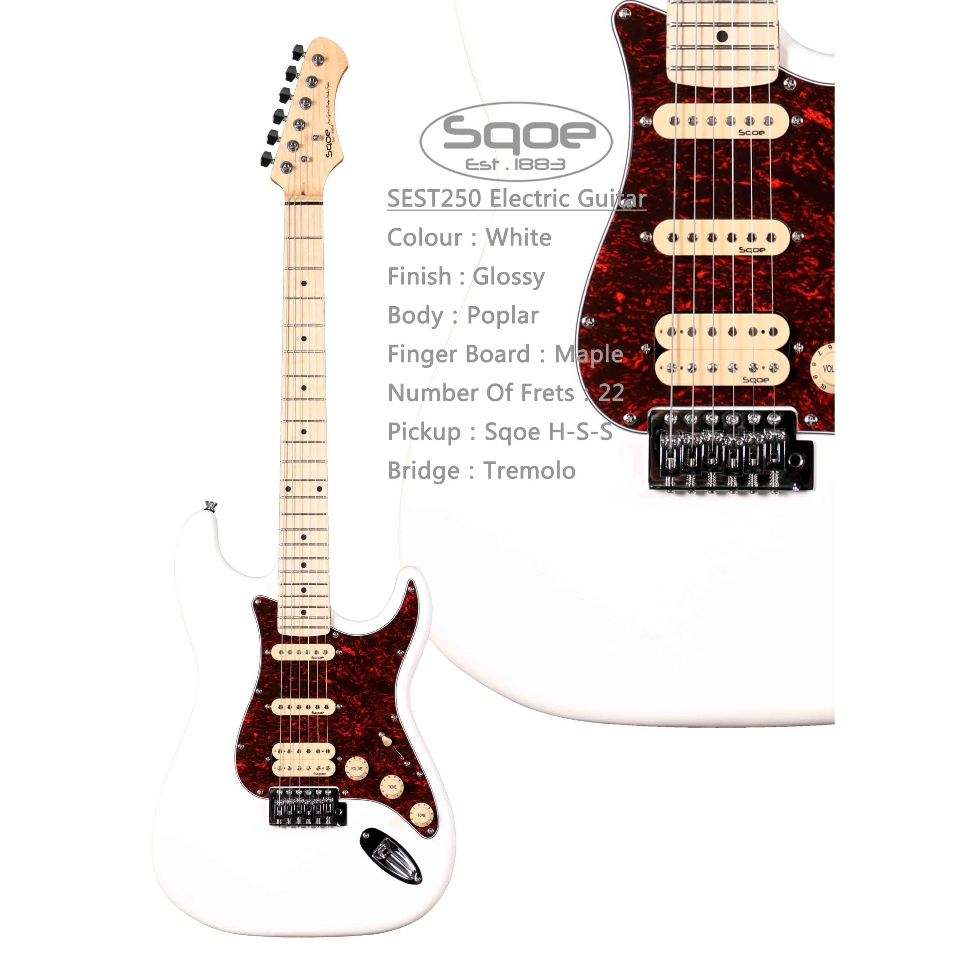 Guitar Điện Sqoe SEST 250 (WH)