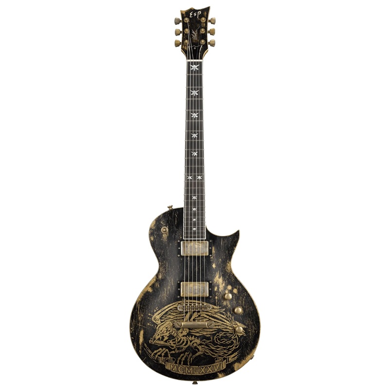 Đàn Guitar Điện ESP Will Adler Warbird Distressed HH, Ebony Fingerboard, Distressed Black W/ Warbird Graphic