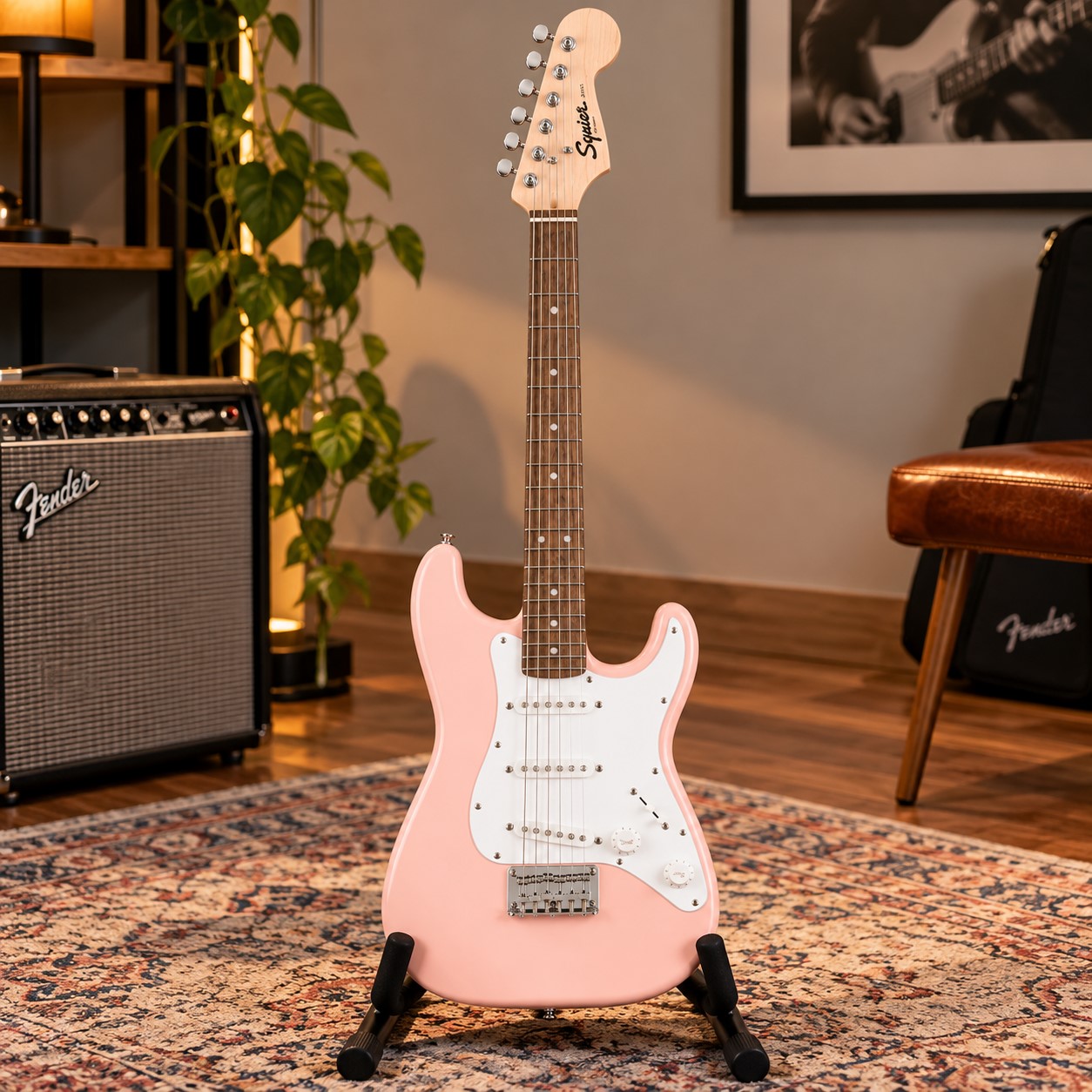 ĐÀN GUITAR ĐIỆN SQUIER MINI STRATOCASTER SHELL PINK , Pink Size 3/4